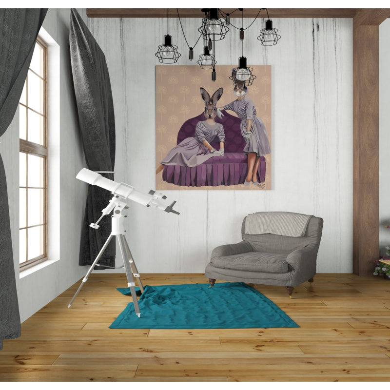 Lapins en mauve par Fab Funky - impression sur toile tendue, H 30 po x l 26 po x P 1,5 po
