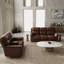 Fauteuil inclinable pivotant manuel, fauteuil inclinable électrique double et causeuse couleur noyer - Esthétique cuir élégant et 2 fauteuils inclinables avec structure solide pour une stabilité optimale
