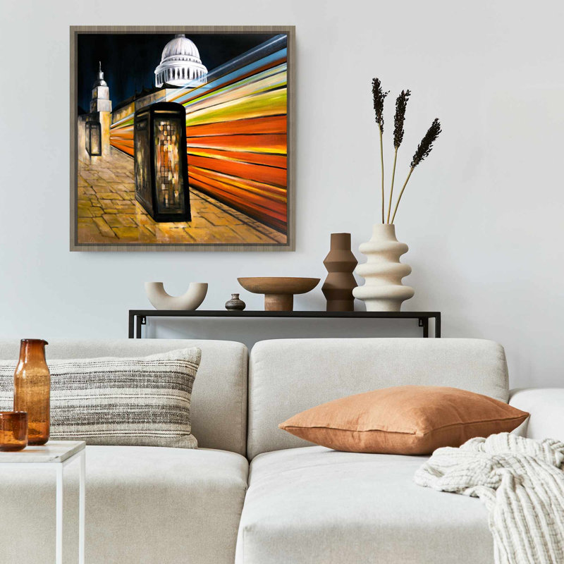 Fast London Bus - Contemporary Framed Canvas for Home Decor