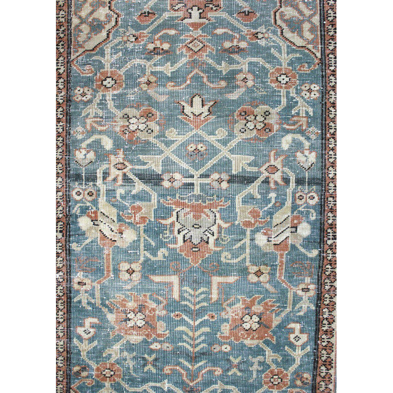 Tapis unique nouvel âge 3 pi 6 po x 5 pi 11 po Sparta en bleu sarcelle / cannelle / vert