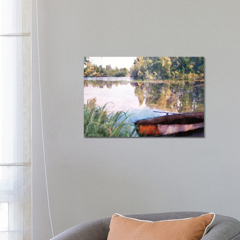 Rowboat Pond Landscape 1 Piece Wrapped Canvas Wall Art, 66.04 cm H x 45.72 cm W x 1.91 cm D