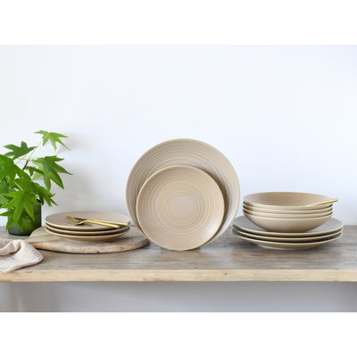 Lava Stone Ceramic Stoneware Dinnerware Set 12 Piece - Service for 4