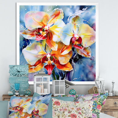 Belles belles orchidées rêveuses colorées sur toile