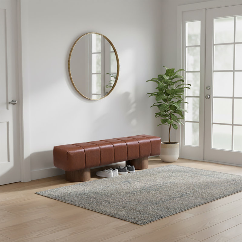 Élégant banc rembourré pour le salon, la chambre à coucher, la salle à manger et le vestibule, Brun