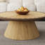 Table basse ronde à bords festonnés 35 po, table basse en bois avec base en bois robuste, table centrale compacte pour les espaces de vie modernes