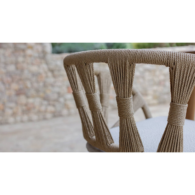 Krabi Outdoor Teak Bar Stool, Canvas Natural Sunbrella® Canvas