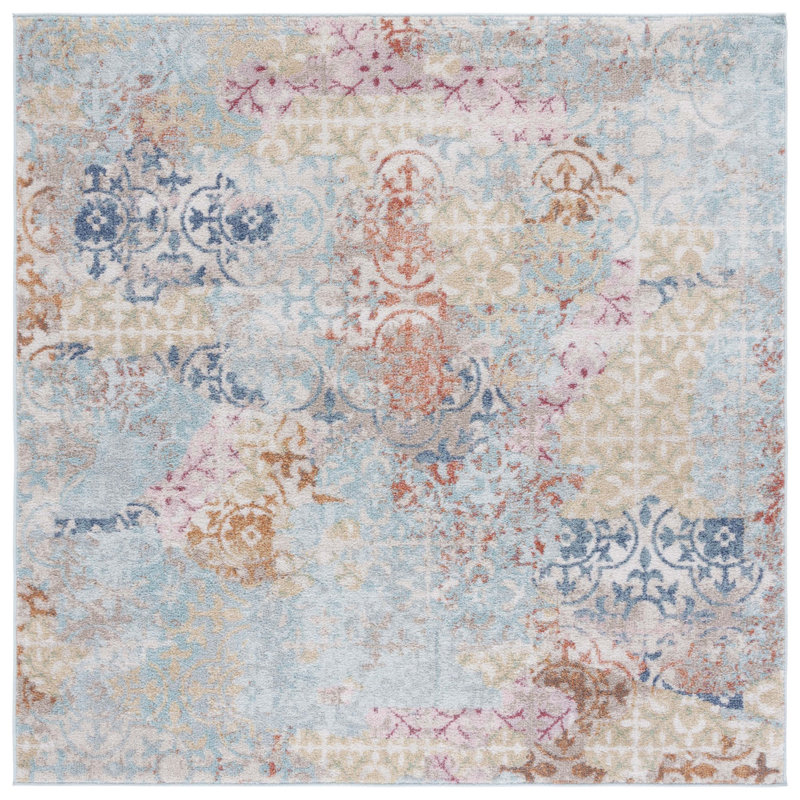 Phoenix 500 Performance Damask Rug, Square 6'7"
