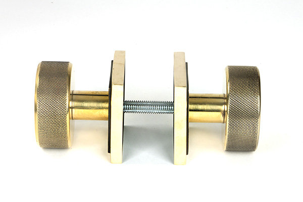 Brompton Interior Mortise Knob Set , Aged Brass