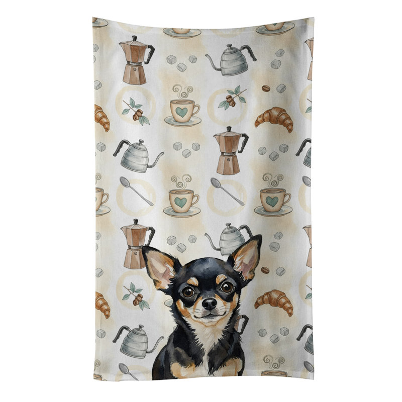 Serviette de cuisine Coffee Bar, Black and Tan Chihuahua