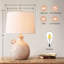 Maryclare 25 po blanc côtier rustique à intensité variable en résine céramique chambre salon table de chevet table de chevet avec port USB-241848904
