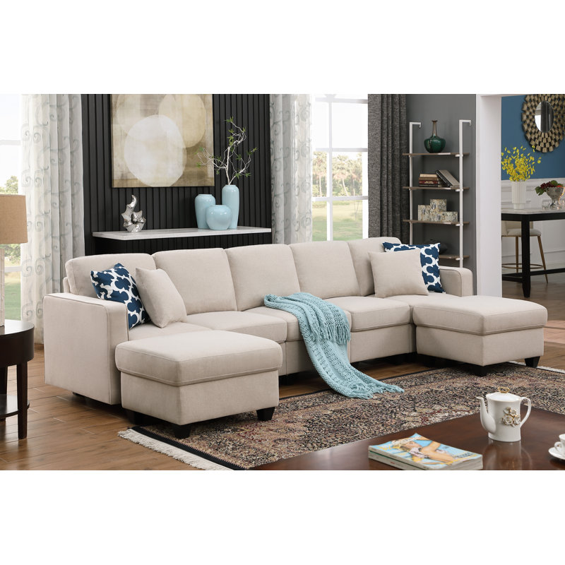 Solimar Upholstered L-Shaped Sectional Reversible, Beige 