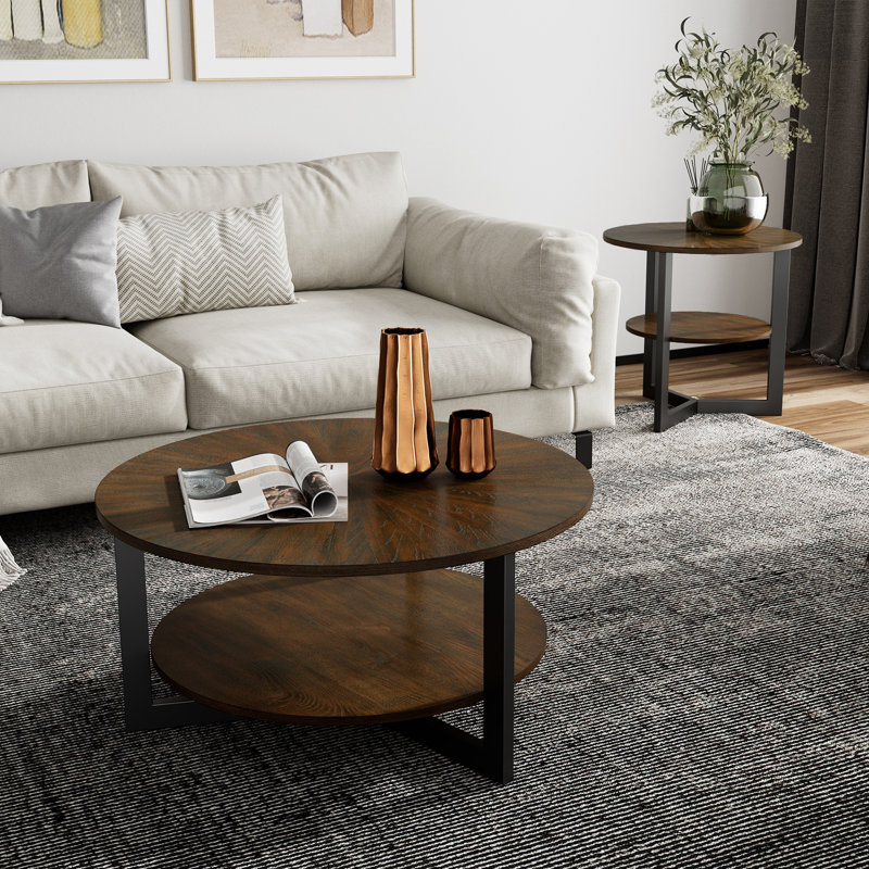 Nystrom Three Leg Coffee Table with Storage, Brown