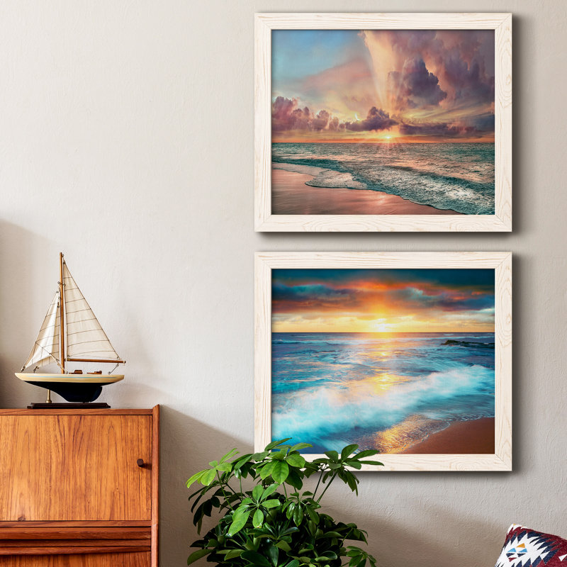 Copper Beach - Ensemble de 2 photos sur toile tendues, H 24 po x l 36 po x P 1,5 po, Cadre blanc