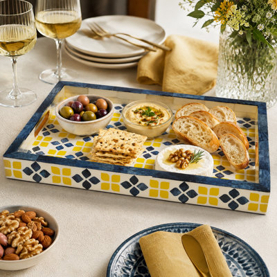 Plateau de service décoratif en résine de mosaïque fabriqué à la main