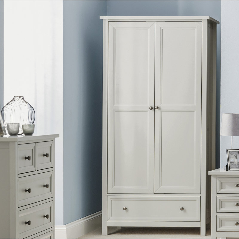 Jarin 2 Door Solid Wood Wardrobe, 190cm H x 97cm W x 55cm D, Grey