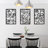 3 Piece Set Wall Decor, Floral Hollow Out Abstract Design, Black Rectangular Metal Frame