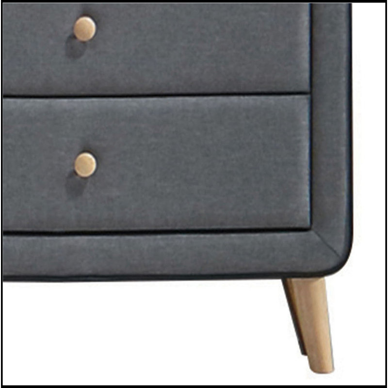 Commode 5 tiroirs rembourrée gris clair
