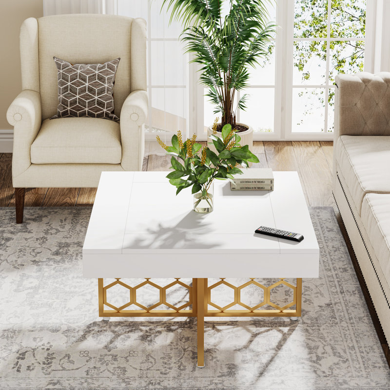 Maridell White ang Gold Square Coffee Table