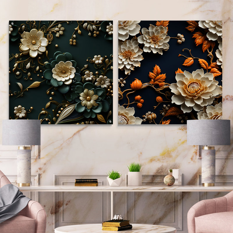 Laureins - Ensemble de 2 art mural en verre acrylique, H 16 po x l 33 po