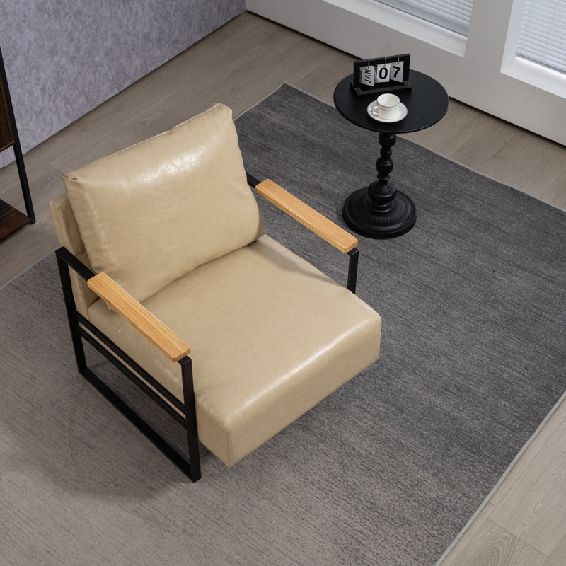 Chaise d'appoint en cuir pour salon, fauteuil de style Mid-Century pour chambre à coucher