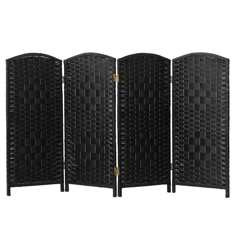 2 Ft. Tall Diamond Weave Fiber Room Divider - Dark Mocha - 8 Panel, Black, 4, 2 ft