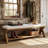 Solid Wood Upholstered Shoe Bench With Storage Shelf