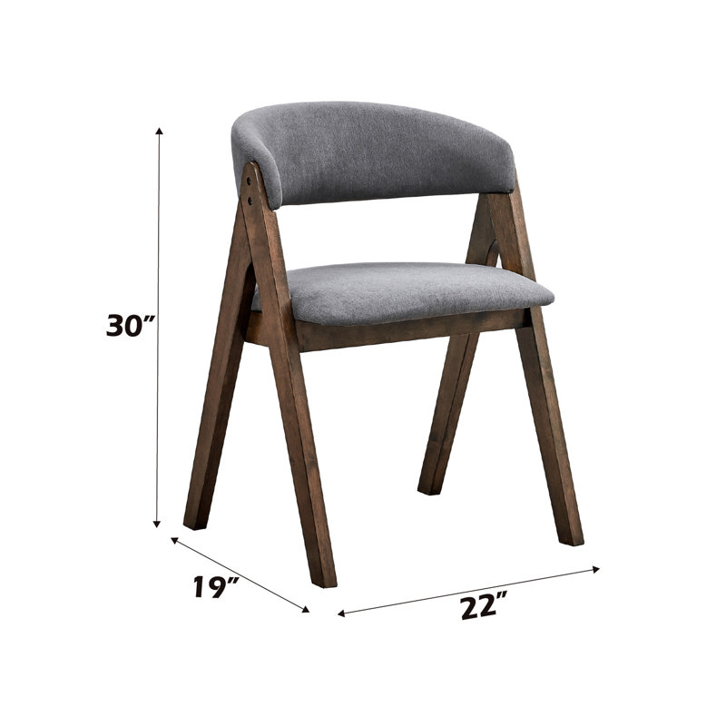 Paire de chaises d'appoint élégantes en tissu gris - Structure en finition noyer