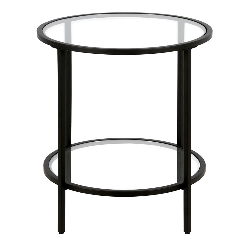 Glass Top End Table, Blackened Bronze