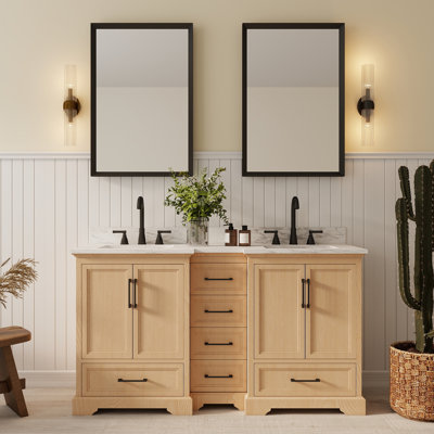 Ensemble de meuble-lavabo double 60 po avec dosseret Modern Woodhouse
