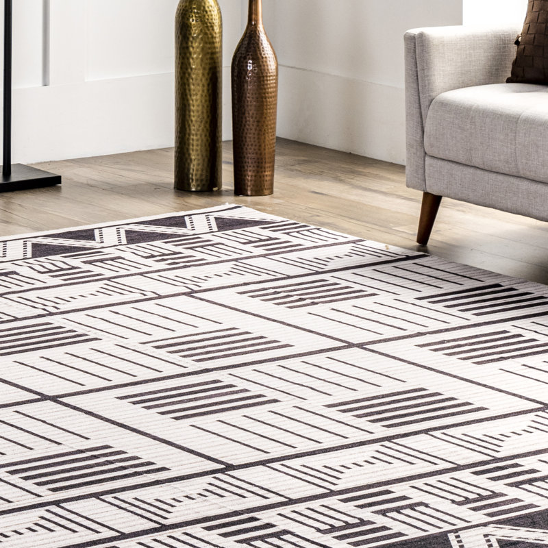 Evia SpinClean Tribal Stripes Machine Washable Area Rug, Rectangle 5' x 8'