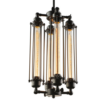 Vintage Pipe Pendant Light Industrial 4 Heads Ceiling Light