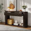 Console ovale cannelée avec 2 tiroirs et tablette inférieure-1718679679