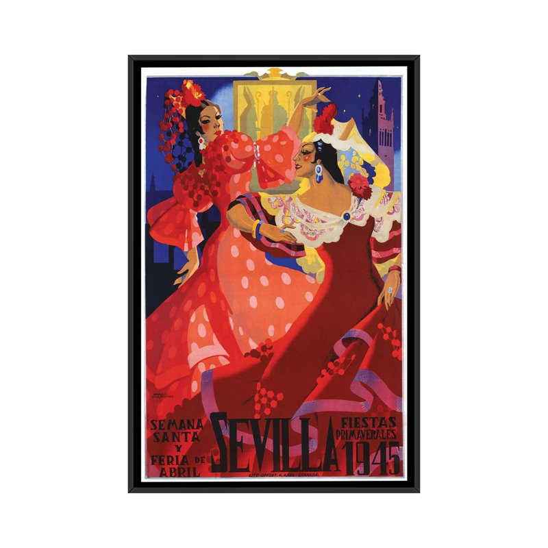 « sevilla, 1945 », impression sur toile, H 26 po x l 18 po x P 1,5 po, Toile avec cadre noir, Pas de tapis