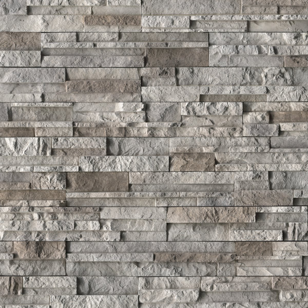 Terraforma Hawthorne Gris Manufactured Stacked Stone Panel Wall Tile Assorted Sizes (15 Pieces, 5.4 sq. ft. per Box)