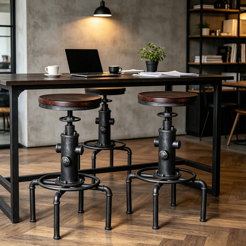 Tabouret de bar Dicot, Brun foncé / bronze industriel, 2