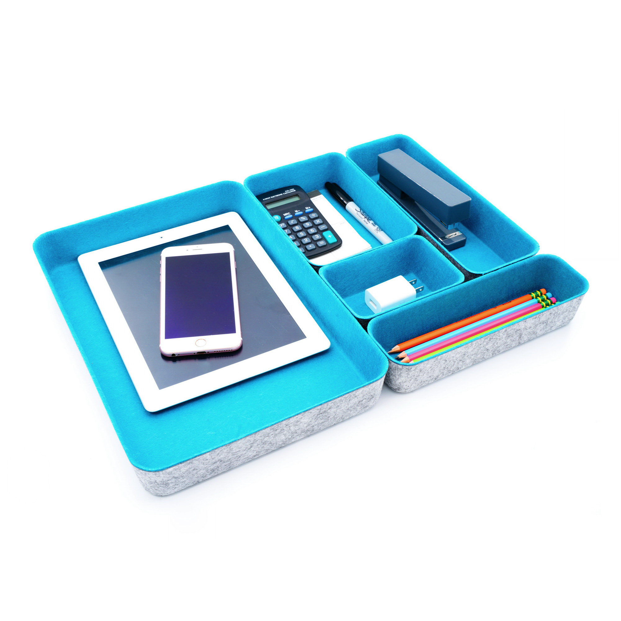 2.2'' H x 13.6'' W x 9.6'' D Office Drawer Organizer, Turquoise
