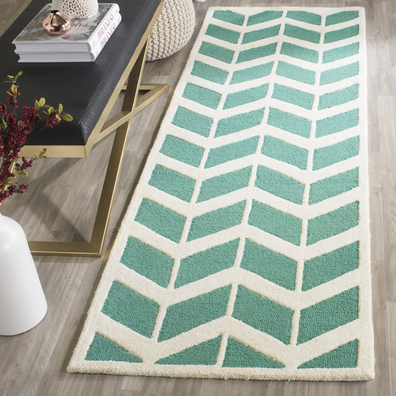 Deedgra Hand Tufted Wool Chevron Rug, Runner 2'6" x 8'