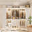  88.8'' W Closet System with Wooden Drawers and Hanging Rods-1396197255