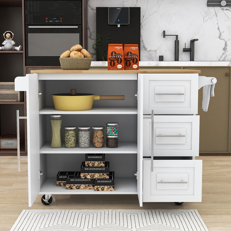Coffee Station  ,Coffee Bar ,Rolling Kitchen Island Cart with Drop Leaf Kitchen, Spice Rack,Towel Rack, White