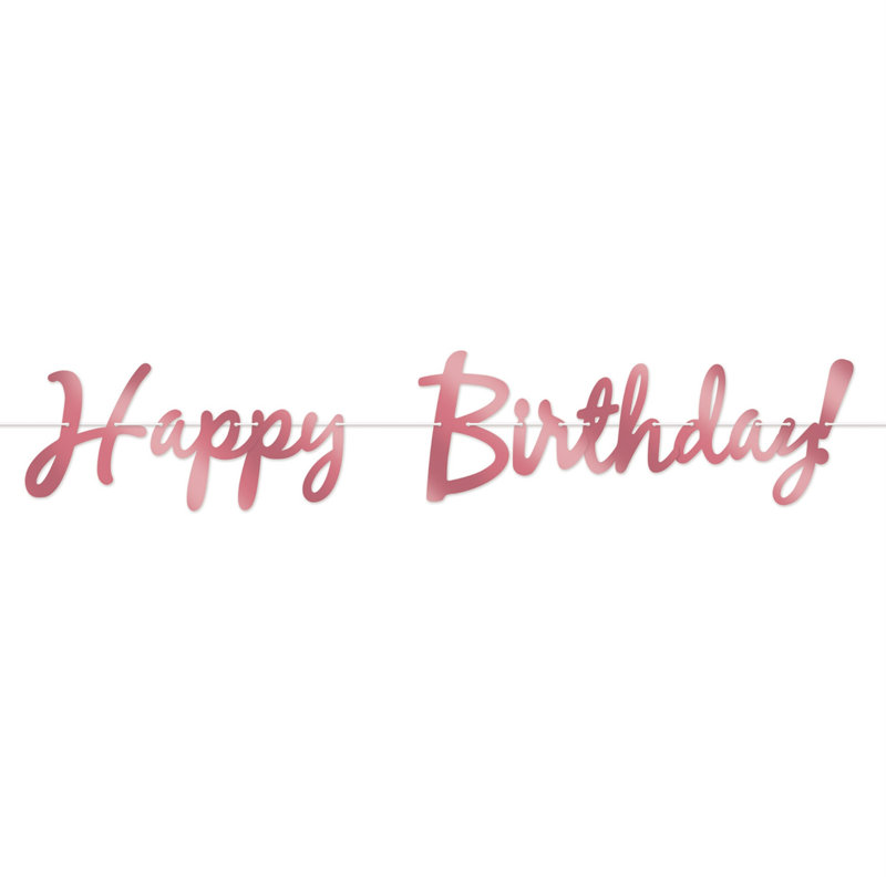 Banderole Foil Happy Birthday, Or rose