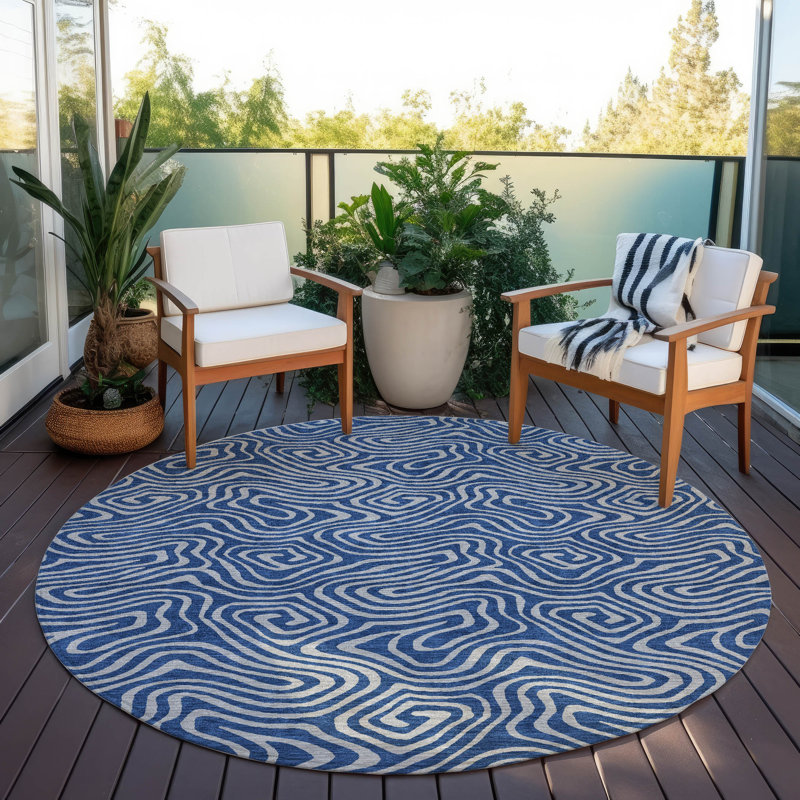  Machine Washable Indoor/Outdoor Chayden ACN1031 Brown Rug, Round 8'