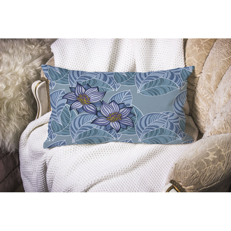 Coussin Mangnolia, Bleu / mauve