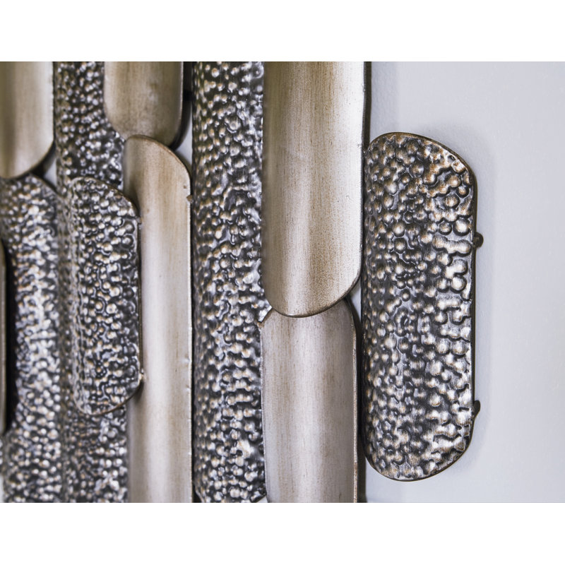 Large Geometric Black and Champagne Metal Wall Sculpture