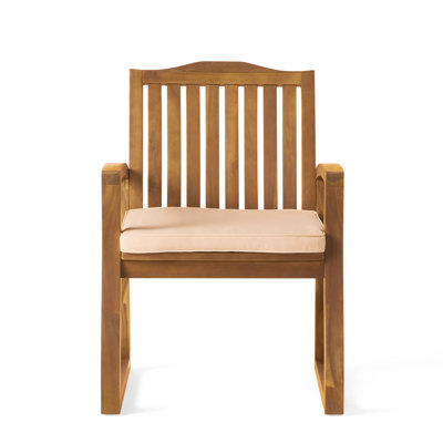 Chaise en bois - finition, résistant aux intempéries, 24,75 po x 26,75 po x 35 po, antirouille, l 26,75 po x H 35 po, coussin crème