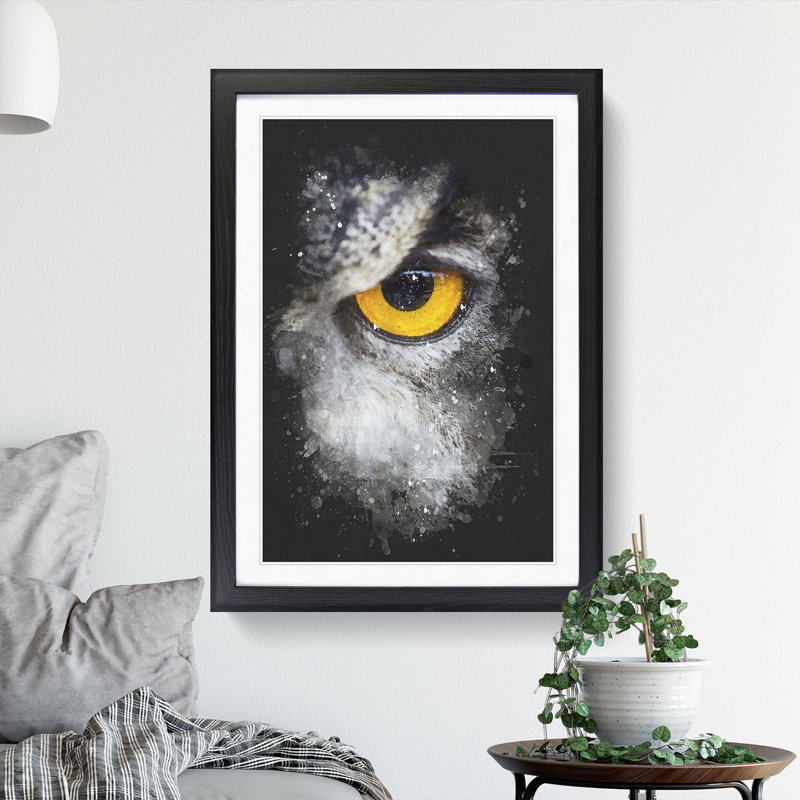 Eye of an Owl - Framed Print, 33cm H x 24cm W x 2cm D, Black Framed