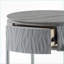 Table basse grise très brillante avec pieds en métal chromé - Rangement peu encombrant pour les salons modernes