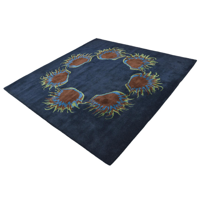 Tapis carré bleu marine Otto