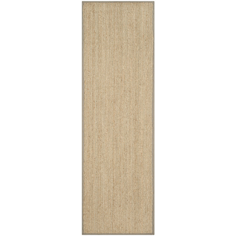 Tapis de couleur unie en fibre de mer Roloff, Tapis de couloir 2 pi 6 po x 10 pi