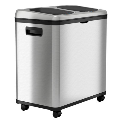 Erik Stainless Steel 16 Gallon Motion Sensor Multi-Compartments Trash & Recycling Bin