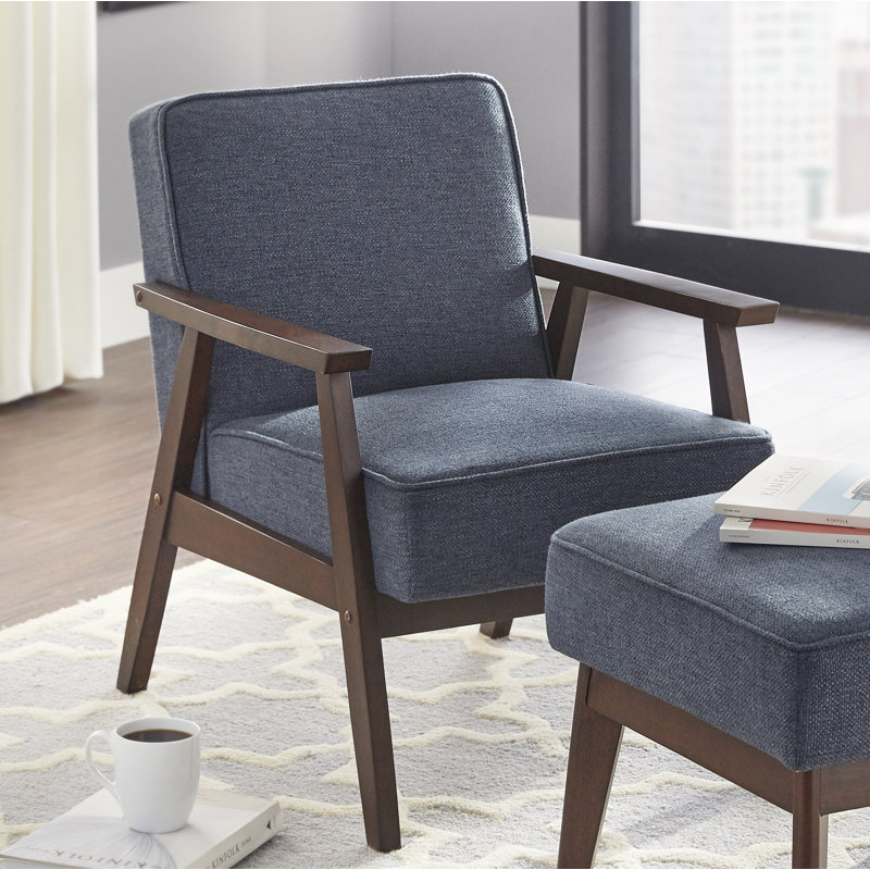Berthiaume Upholstered Accent Chair, Blue Polyester